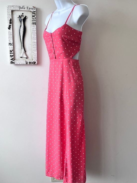 Abercrombie & Fitch Coral Polka Dot Festival Resort Cutout Midi Dress Size XS-S - Picture 4 of 8